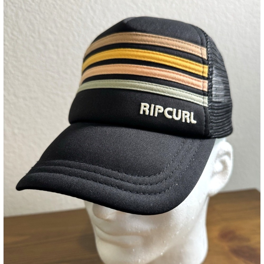 Rip Curl Foam Front Trucker Hat Retro Black Adjustable Snapback Beach Skater